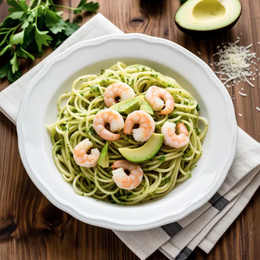 Shrimp and Avocado Cream Pasta
