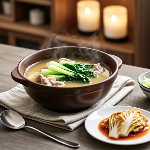 Nira and Ground Pork Thickened Soup