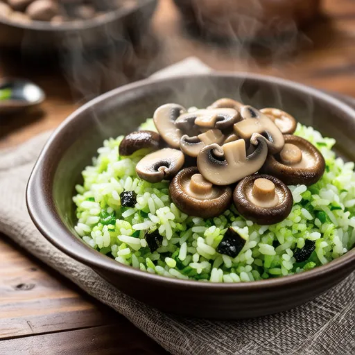 Rice with Dried Radish Greens and Shiitake Mushrooms