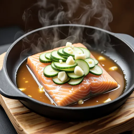 Salt Butter Steamed Salmon and Zucchini