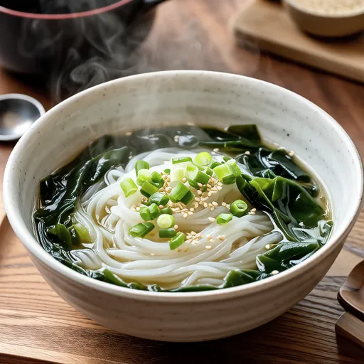 Negi and Wakame Vermicelli Soup