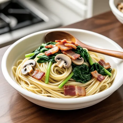 Spinach and Bacon Japanese-style Pasta