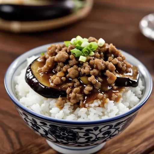 Eggplant Rice Bowl with Meat Sauce