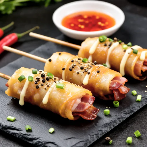 Bacon Cheese Rice Cake Rolls