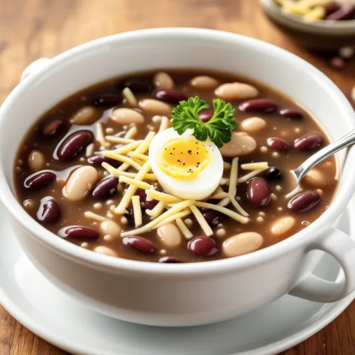 Mixed Beans and Egg Consommé Soup