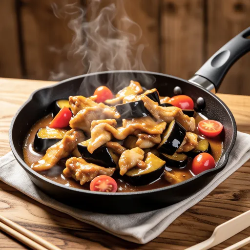 Garlic Miso Stir-fried Chicken and Eggplant