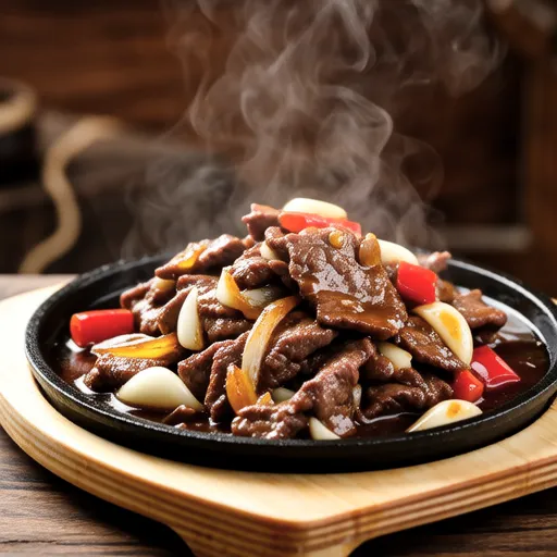 Sweet and Spicy Stir-fried Beef with Garlic Shoots