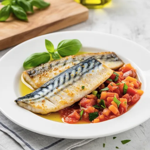 Horse Mackerel Meunière with Basil Tomato Sauce