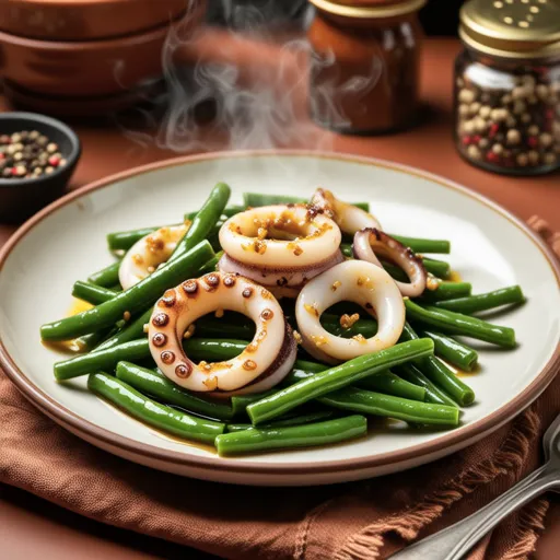 Moroccan Green Beans and Garlic Stir-fried Squid