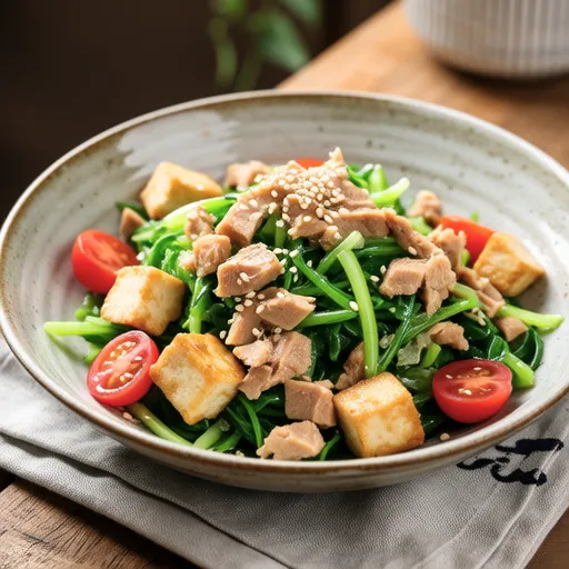 Mizuna and Fried Tofu Salad