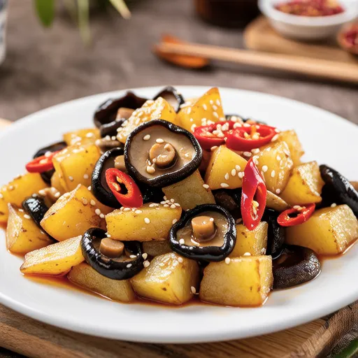 Stir-fried Potato with Shiitake Mushrooms
