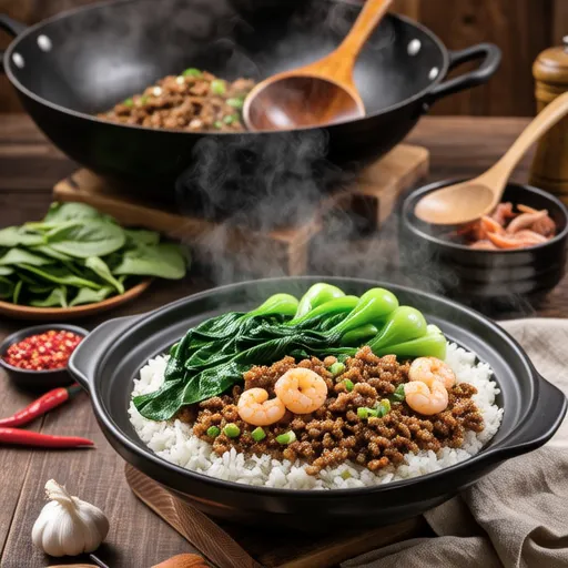 Spinach Stir-fry Rice Bowl (Southeast Asian Style)