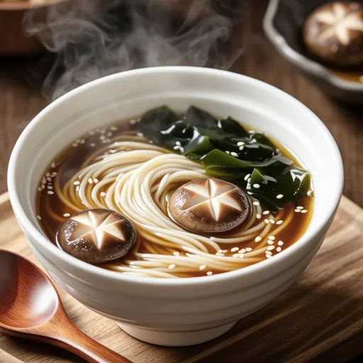 Shimeji and Wakame Vermicelli Soup