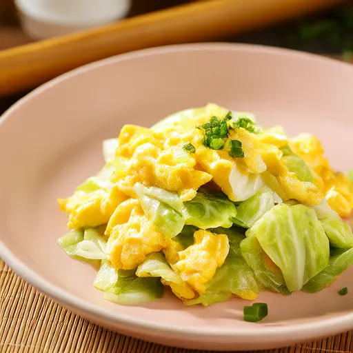 Пышный омлет с яйцами и капустой