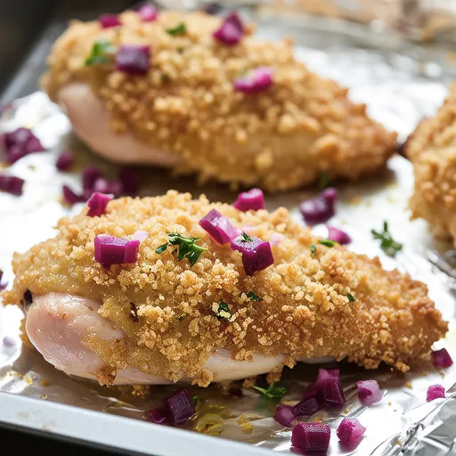 Chicken with Red Shiso Breadcrumbs