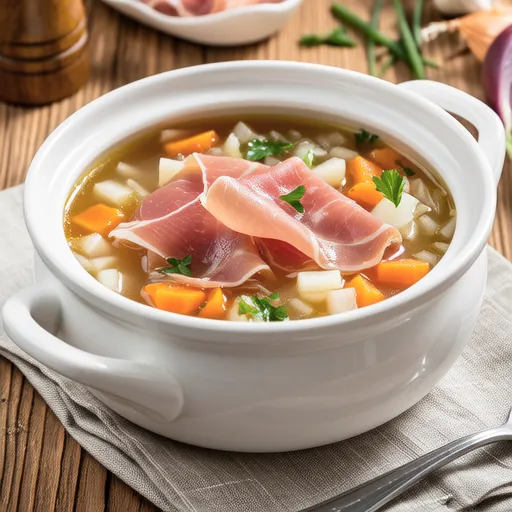 Prosciutto Vegetable Consomme Soup