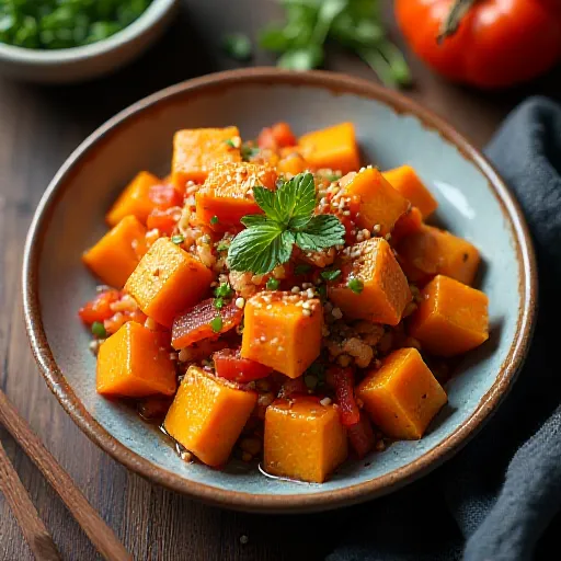 Pumpkin and Chicken Kimchi Stir-fry