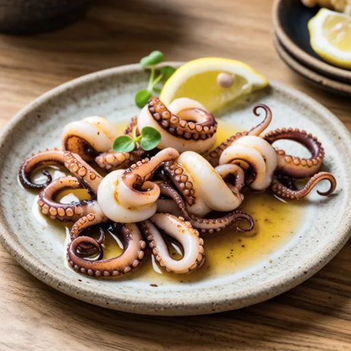 Grilled Squid with Lemon Mayo Sauce