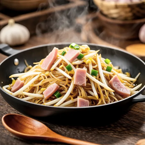 Stir-fried Bean Sprouts and Ham with Oyster Sauce
