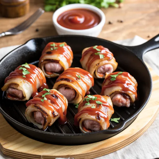 Pork Wrapped Bell Peppers with Ketchup Sauce