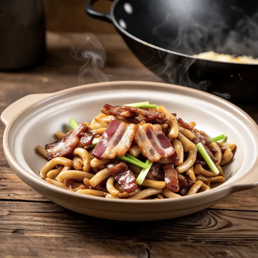 Enoki Mushroom Bacon Stir-fry