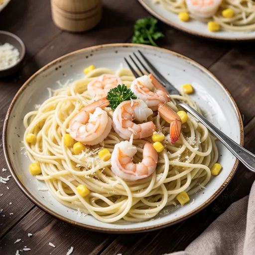 Shrimp and Corn Cream Pasta