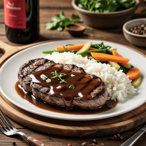 Hamburger Steak Simmered in Red Wine