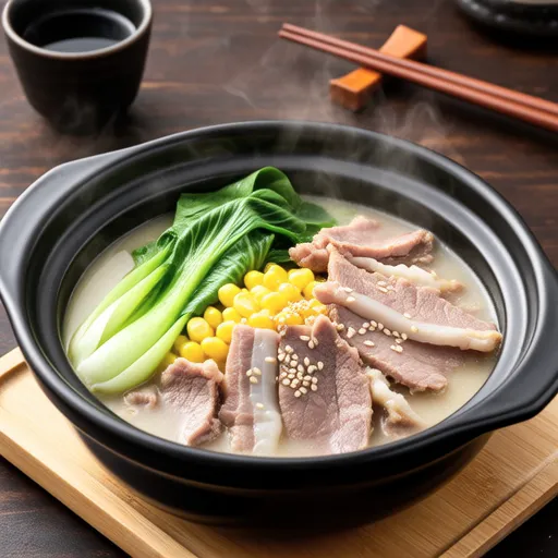 Pork and Sunny Lettuce Tonkotsu-style Soup