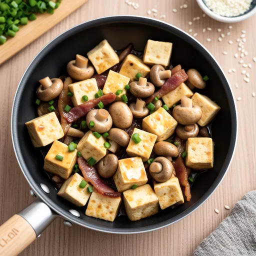 Tofu and Mushroom Butter Soy Sauce Stir-fry