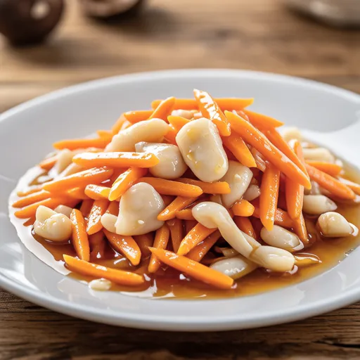 Carrot and Enoki Stir-fry with Cod Roe