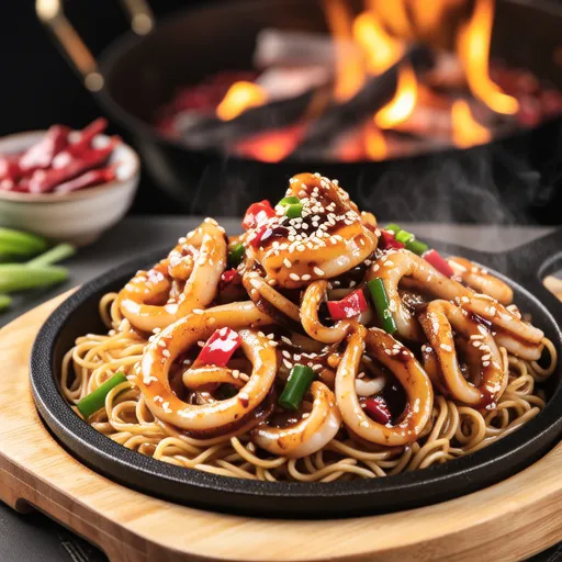 Spicy Stir-fried Squid with Noodles