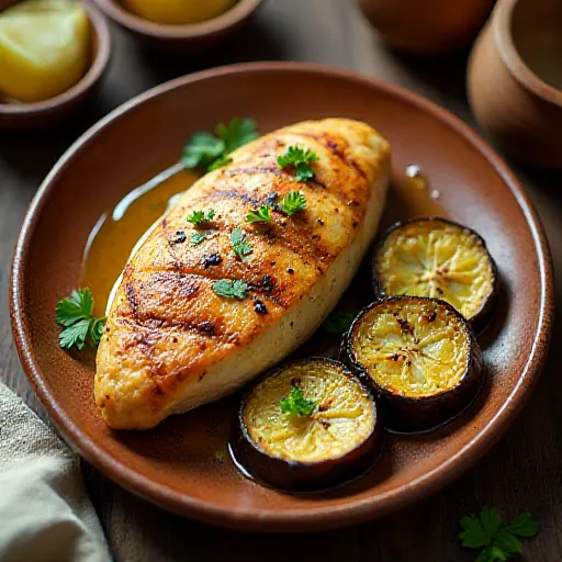 Parrillada de pollo y berenjenas