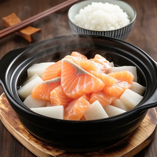 Salt Koji Simmered Salmon and Daikon