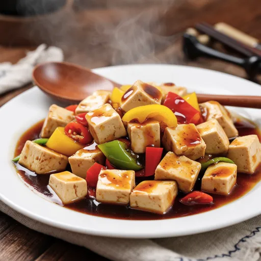 Tofu and Bell Pepper Soaked in Sauce