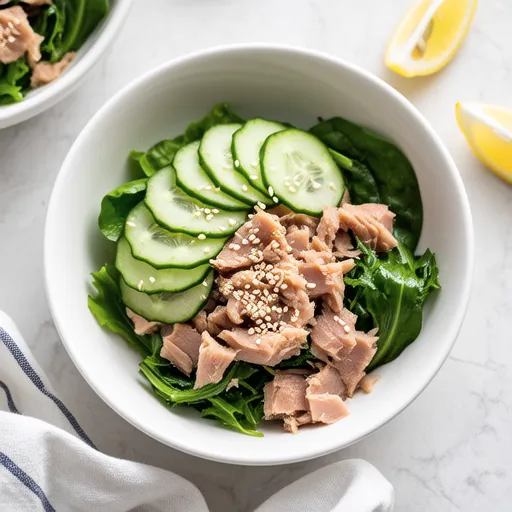 Komatsuna and Cucumber Tuna Salad