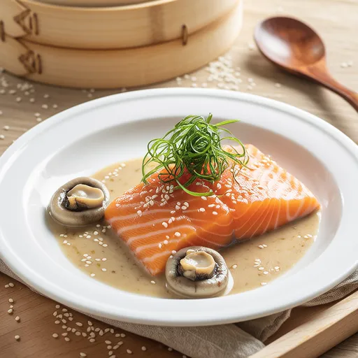 Nira and Salmon with Sesame Sauce