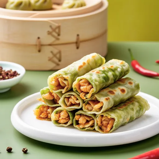 Green Chili Crab Stick Pancakes