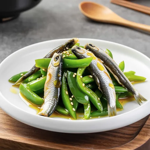 Pepper and Dried Baby Sardines Salad