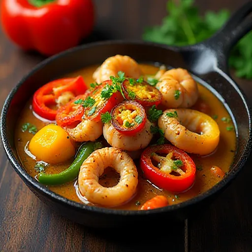 Ajillo with Bell Peppers and Octopus