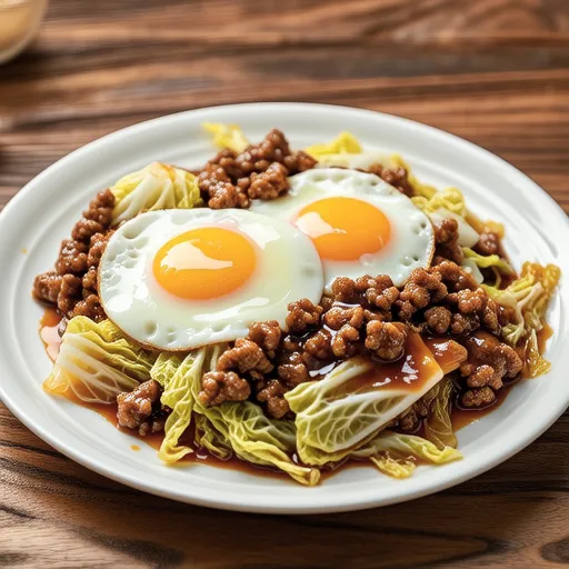 Cabbage and Ground Meat Stir-Fry with Worcestershire Sauce