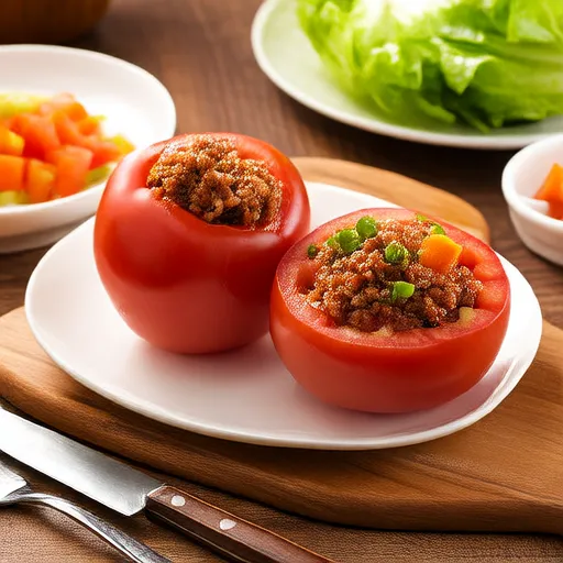 Gefüllte Tomaten mit Fleisch und Reis