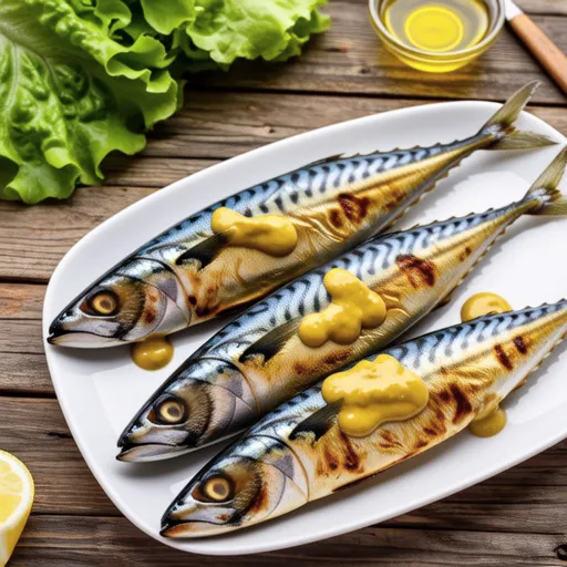 Grilled Small Horse Mackerel with Mustard