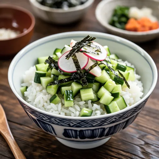 Cucumber Natto Salted Kombu Rice