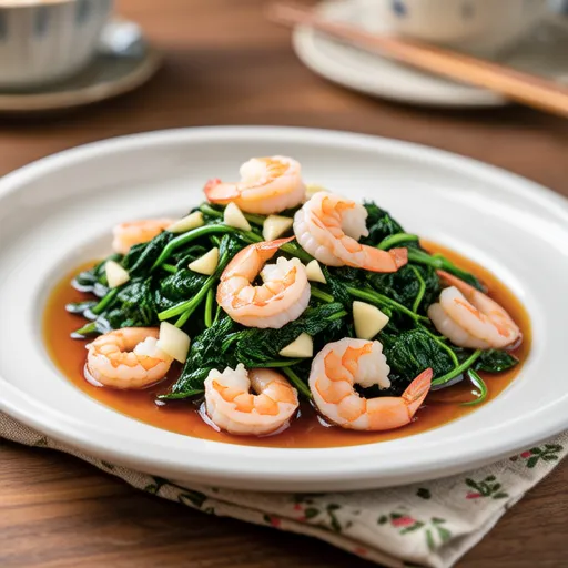 Shrimp and Komatsuna Stir-fry