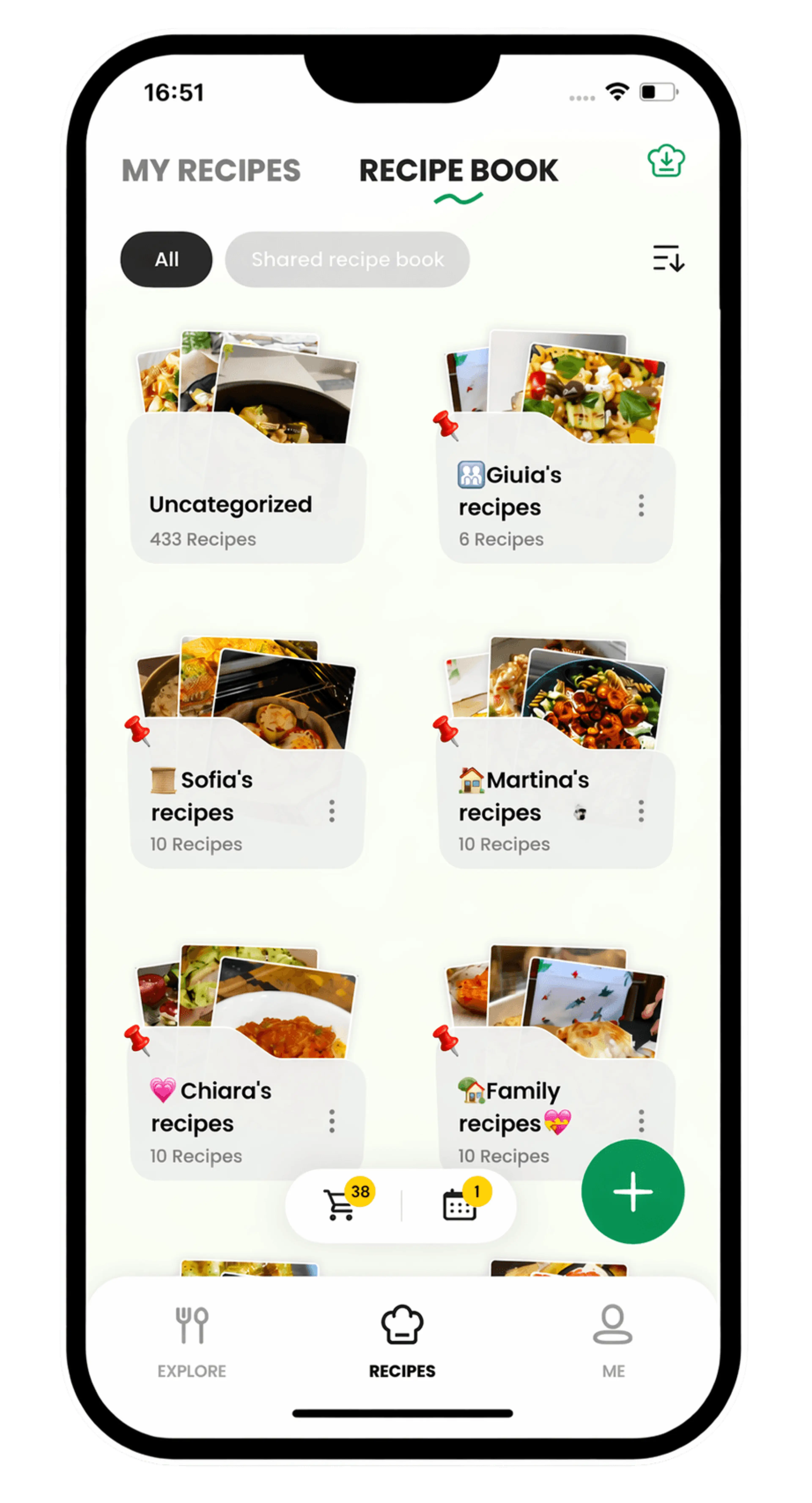 Organize every recipe into cookbooks you can share