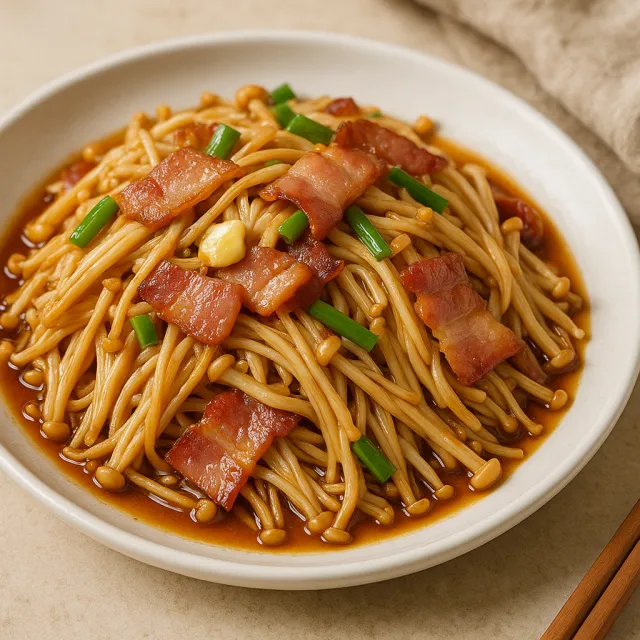 Enoki Mantarlı Bacon Kızartması