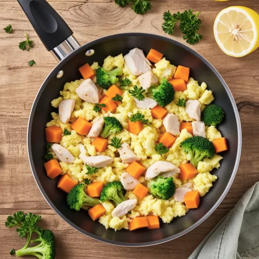 Mistura Dietética de Brócolis, Cenoura e Peito de Frango